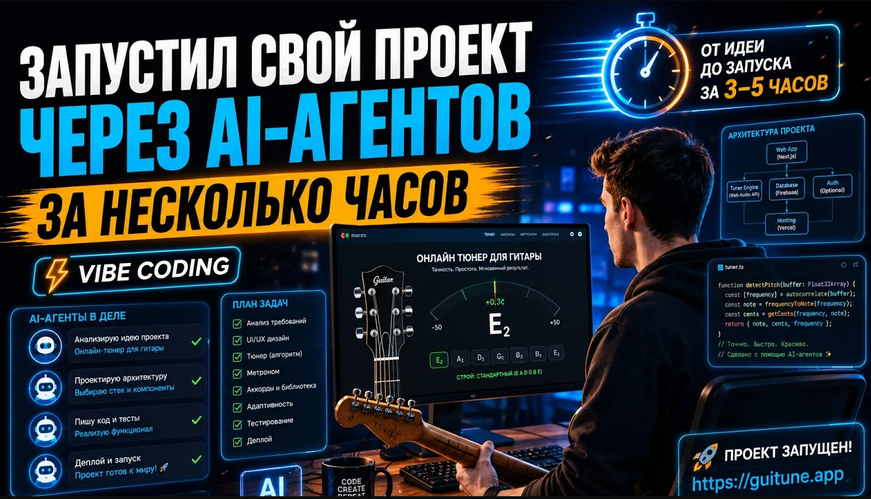 КАК Я СДЕЛАЛ ОНЛАЙН-ТЮНЕР ДЛЯ ГИТАРЫ ЧЕРЕЗ AI-АГЕНТОВ ЗА НЕСКОЛЬКО ЧАСОВ
