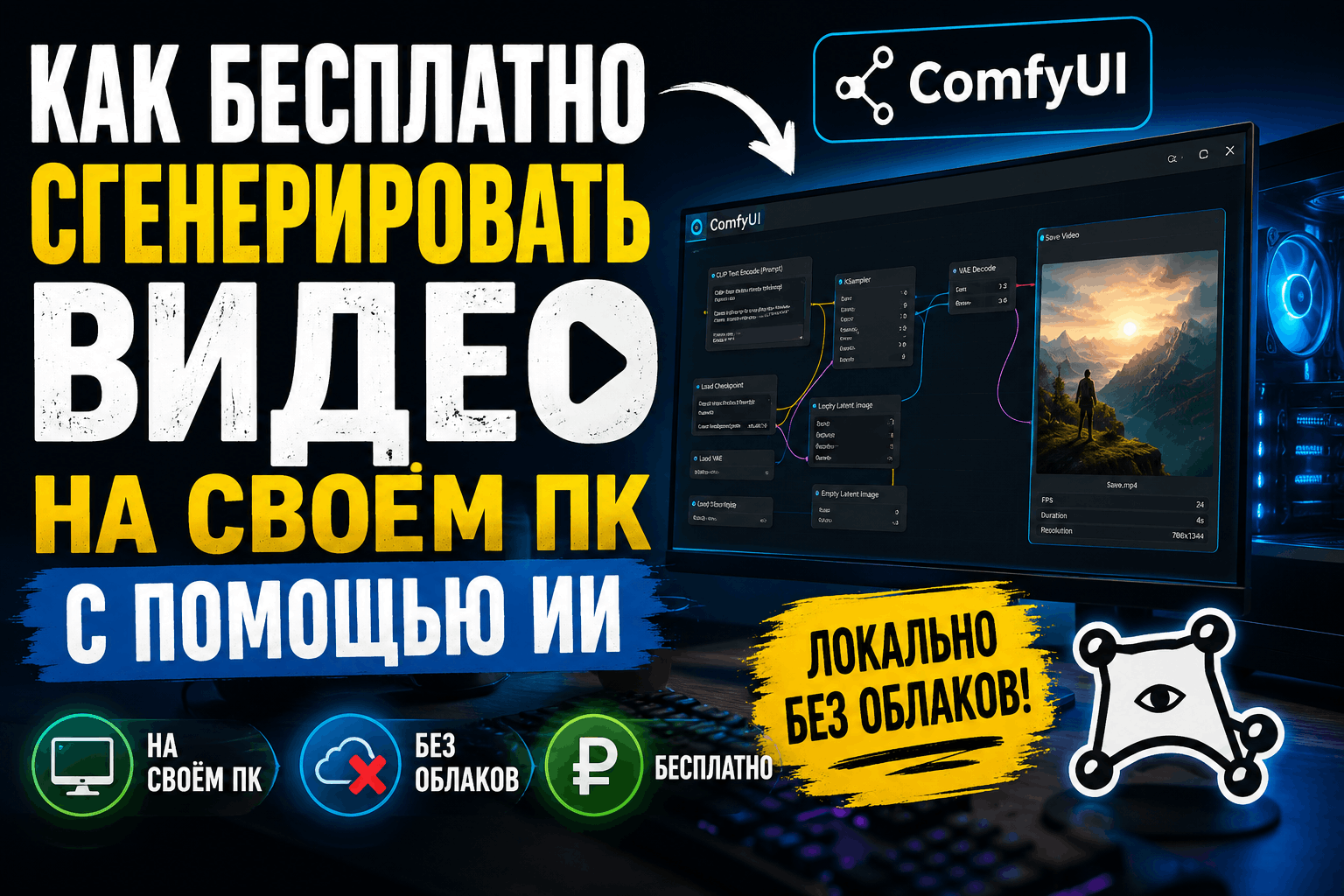 КАК БЕСПЛАТНО СГЕНЕРИРОВАТЬ ВИДЕО НА СВОЁМ ПК С ПОМОЩЬЮ ИИ